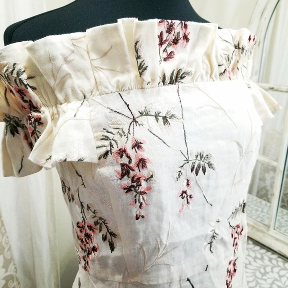 🍒NWT🍒 REBECCA TAYLOR EMBROIDERED CREME DRESS - Picture 5 of 8